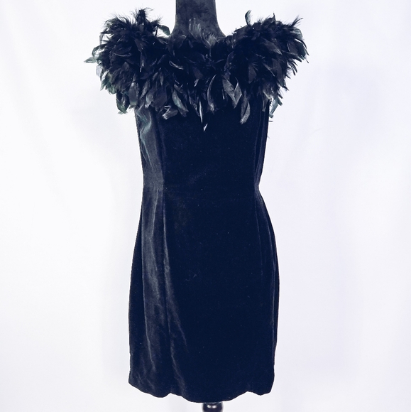 Velvet Feathered Cocktail Dress - Picture 9 of 14